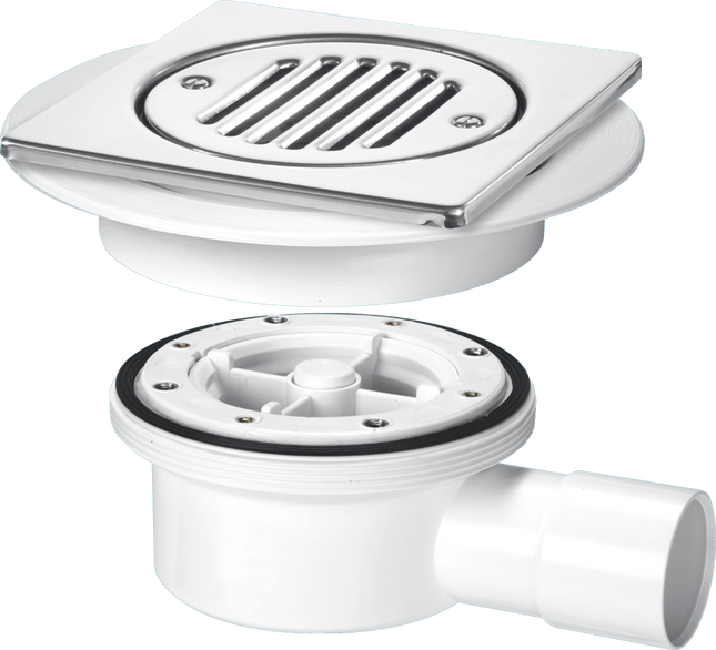 McAlpine VSG52T6SS Two-Piece Valve Shower Gully: Tile with removable Grid, 1½" Horizontal Outlet