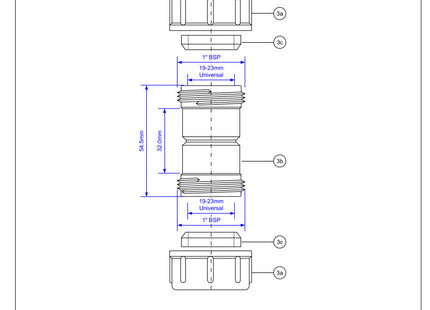 McAlpine R1M 19/23mm Universal Straight Overflow Connector