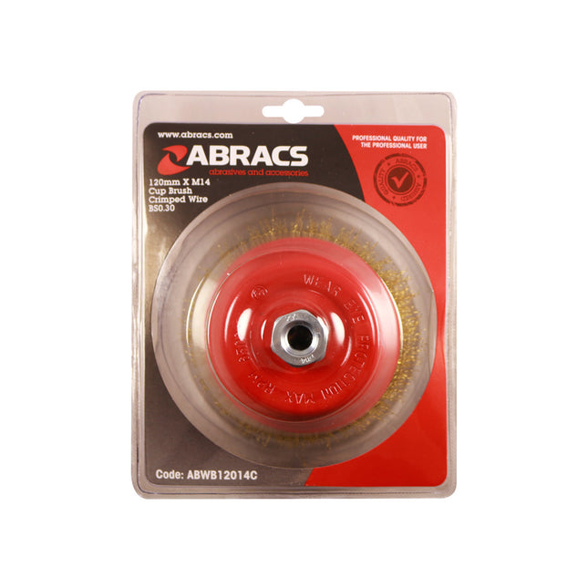 Abracs Wire Brush Crimp Cup - 120mm x M14 (Box of 5)