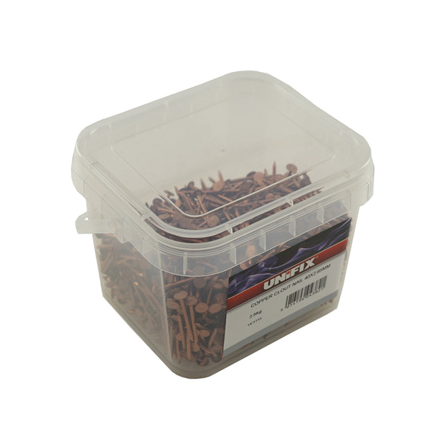 Unifix Round Wire Copper Clout Nails 2.5Kg Tubs - 40 x 2.65mm (Box of 4)