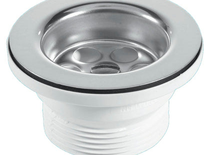 McAlpine BSW9PC Centre Pin Bath Waste: 70mm Stainless Steel Flange: Black PVC Plug