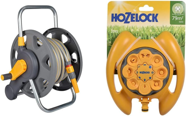 Hozelock HOZ2431 45m Hose Reel with 25m Hose & Hozelock 2515 Multi Sprinkler 79m