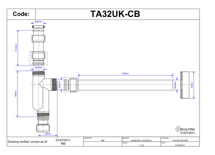 McAlpine TA32UK-CB Chrome Plated Basin Kit with Plastic Tubular Trap