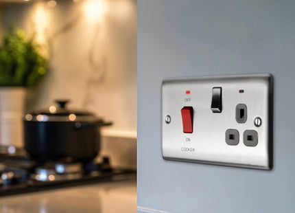 BG Electrical Brushed Chrome 45A Cooker Control Unit - NBS70G-01