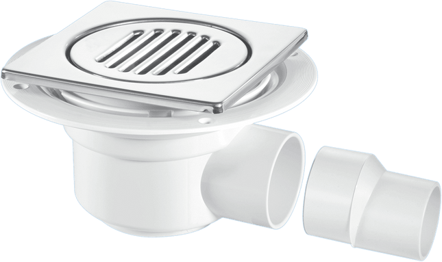 McAlpine TSG50-T150SS 50mm Water Seal Trapped Gully, Clamp Ring and Cover Plate, 2" Horizontal Outlet and 2" x 1½" Socket Reducer