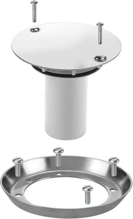 McAlpine TSGCONTVSS Conversion Kit to convert any TSG1 or TSG2 Gully to a sheet flooring gully with Polished Stainless Steel Clamp Ring, Cover Plate and Dip Tube