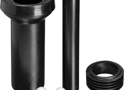 McAlpine FPKIT-3 WC Frame Connector Kit comprising WC Connector with 90mm plain end, 110mm outlet seal, flush pipe with finned seal connector and fixing bolts and caps.