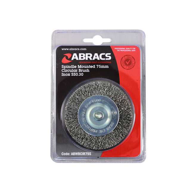 Abracs Spindle Mounted Circular Wire Brush Stainless Steel - 75mm (Box of 10)