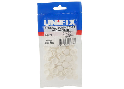 Unifix Dome Cap Screw Covers And Washers - White (Box of 500)