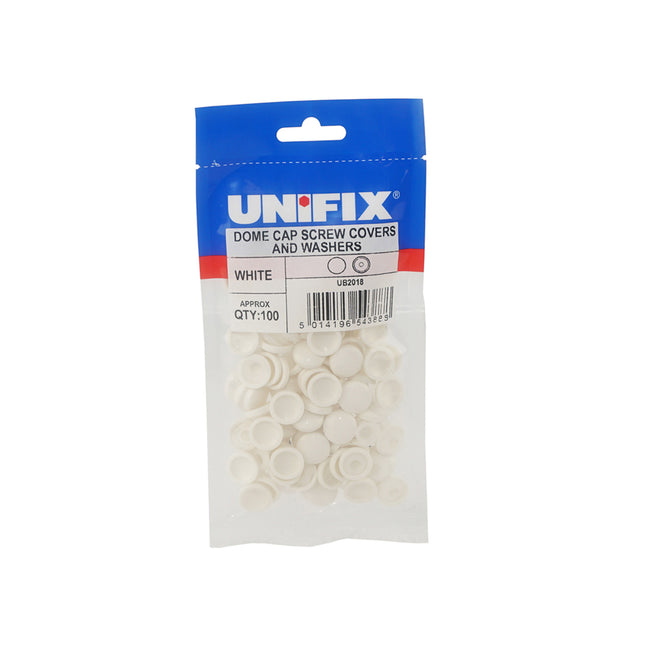 Unifix Dome Cap Screw Covers And Washers - White (Box of 500)