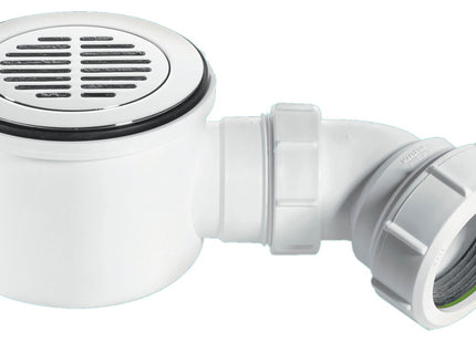 McAlpine ST90CPB-S-HP 90mm x 50mm Water Seal Shower Trap with 2" Universal Outlet High-Flow High-Performance Trap with removable 110mm Flange.