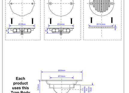 McAlpine USG3WH Untrapped Gully, Clamp Ring and Cover Plate, 1½" Horizontal Outlet