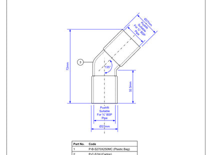 McAlpine R2A ¾" 135° Overflow Bend