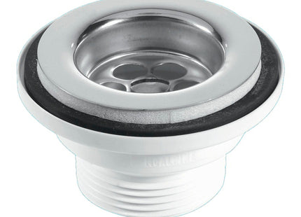 McAlpine BSW2P 60mm Stainless Steel Flange Centre Pin Basin Waste with Black PVC Plug