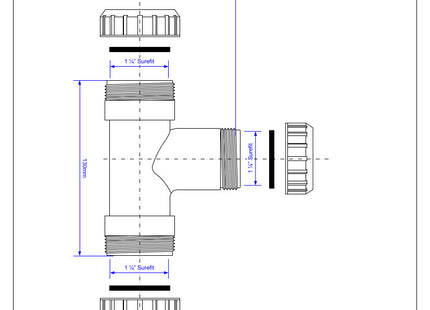 McAlpine V21L 1½" x 1½" x 1¼" Surefit Swept Tee