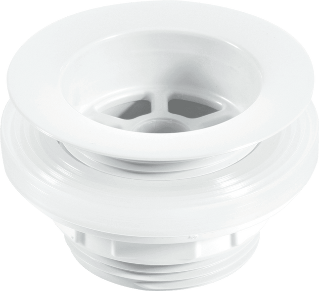 McAlpine W4 Backnut Bath Waste: 70mm White Plastic Flange x 1½" Tail: Unslotted: White PVC Plug