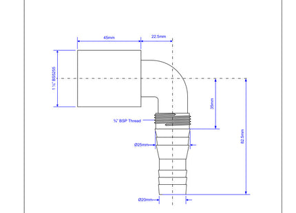 McAlpine WMF4 90° Nozzle for connection to  Multifit