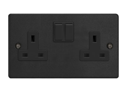 Varilight 2-Gang 13A Double Pole Switched Socket Matt Black