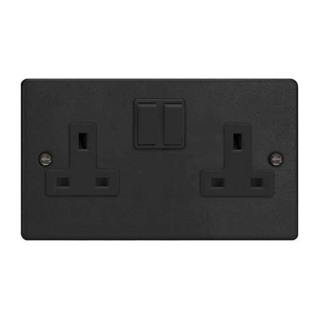 Varilight 2-Gang 13A Double Pole Switched Socket Matt Black