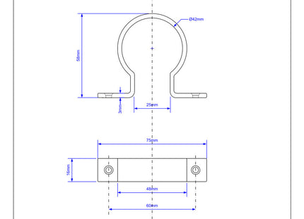 McAlpine Chrome Plated on Plastic Pipe Clip 42mm   T42-CP