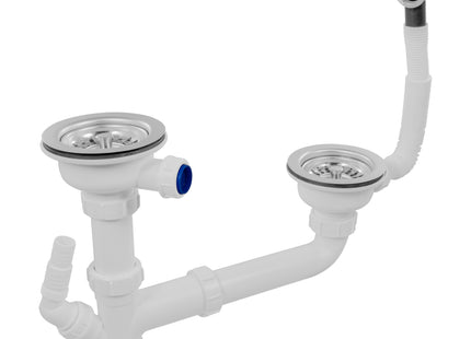 McAlpine SK2-BWS Kitchen Sink Waste Kit with 2 Basket Strainer Wastes (No Trap) | Dual Bowl Compatible | Durable Waste Kit for Kitchen Sinks | Easy Installation