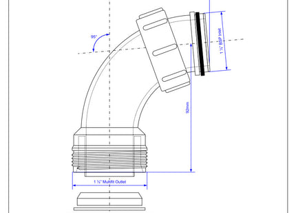 McAlpine T5M 1½" 90° Multifit Bend x BSP coupling nut