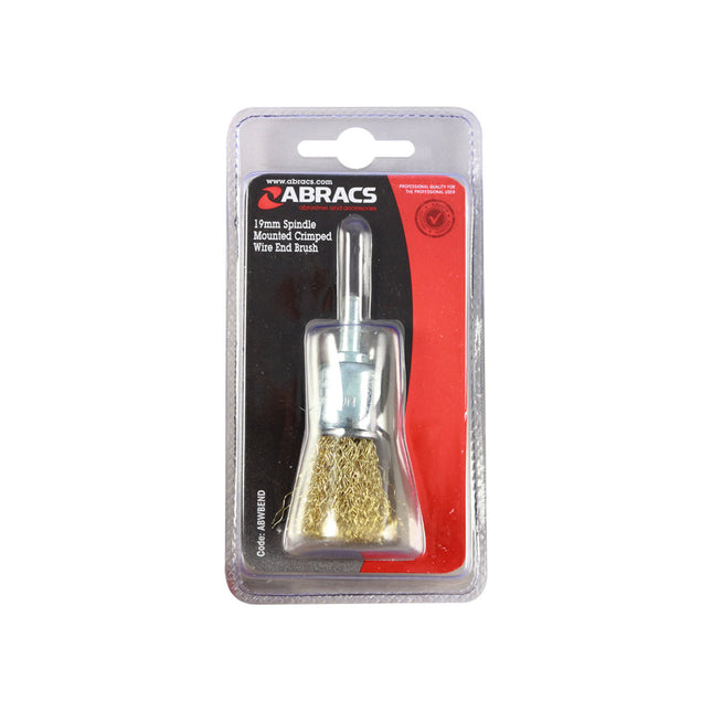 Abracs Spindle Mounted Crimped End Brush Brass Dipped Steel - 19mm (Box of 20)