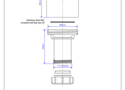 McAlpine TWLFCV 1½"Screened Breather/Filter/Frost Cover with compression joint to pipe