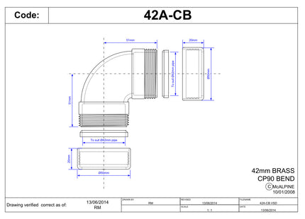 McAlpine 42A-CB Chrome Plated Brass 90° Compression Bend 1½"