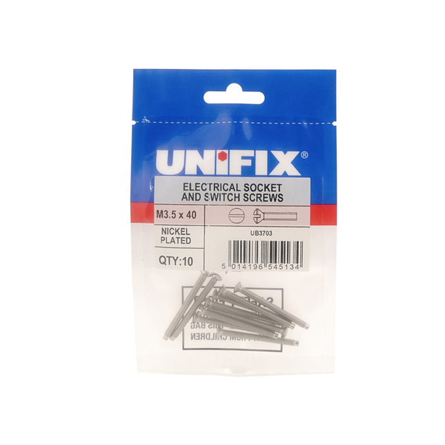 Unifix Electrical Socket And Switch Screws Nickel Plated - M3.5 x 50 (Box of 200)