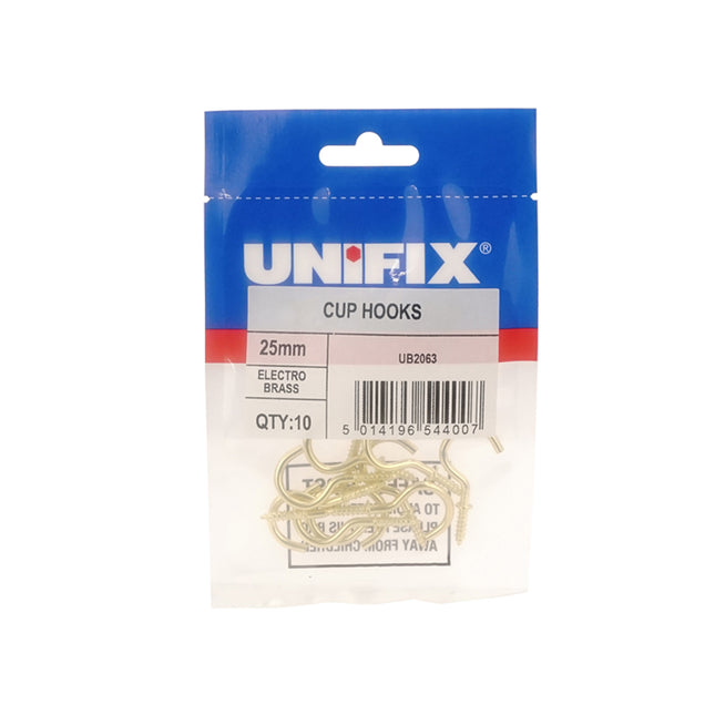 Unifix Cup Hooks Electro Brass - 38mm (Box of 30)
