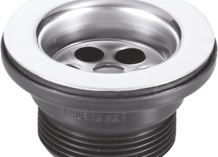 McAlpine BSW15P 1½" Centre Pin Bath Waste: 70mm Stainless Steel Flange: Black PVC Plug