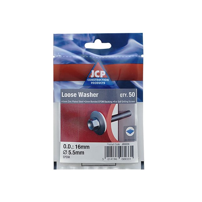 JCP Fixings Metalfix Loose Washers Bright Zinc Plated - 16mm (Box of 250)