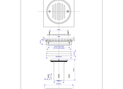 McAlpine TSGCONVSS Stainless Steel Sheet Floor to Tiled Floor Gully Conversion Kit