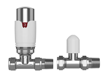 Pro Plus Straight TRV + Lockshield 15mm - Chrome & White (Tulip Style)