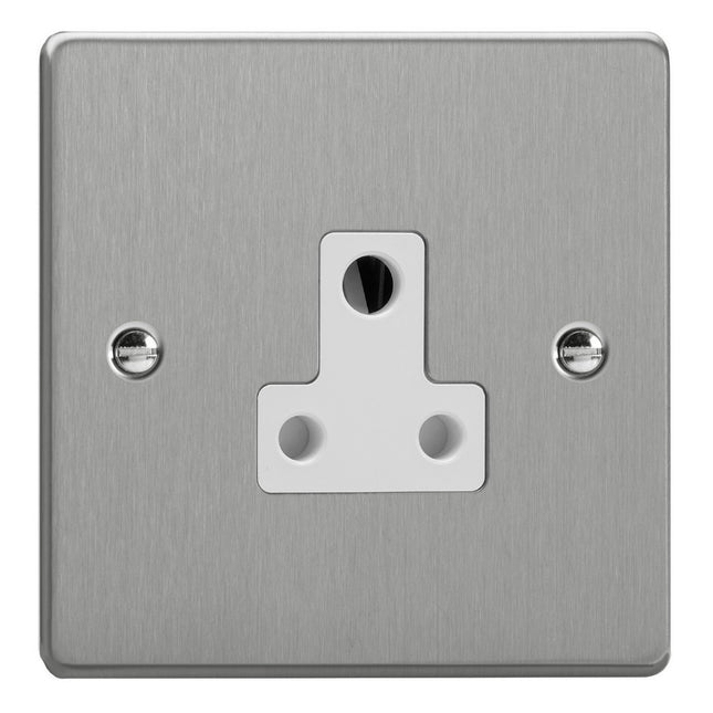 Varilight 1-Gang 5A Round Pin Socket  Brushed Silver