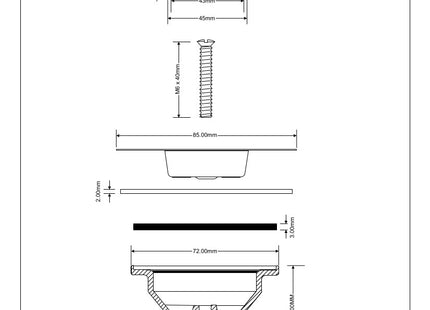 McAlpine BSW3P Centre Pin Sink Waste: 85mm Stainless Steel Flange with Plug