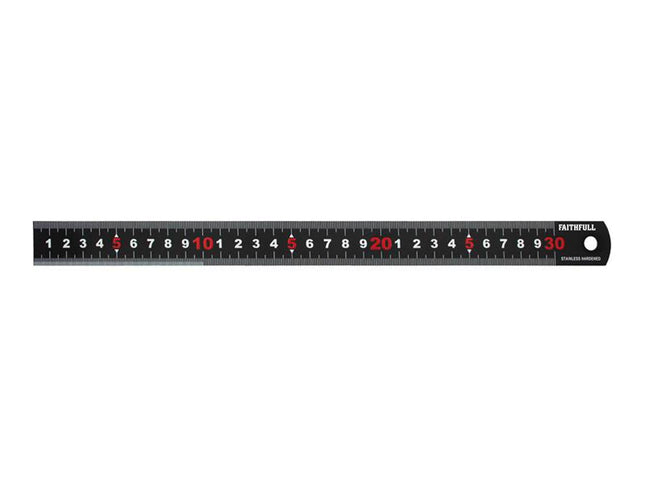Faithfull Matt Black Stainless Steel Measuring Rule 300Mm