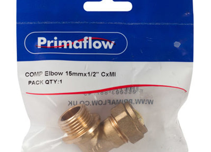 Primaflow Primapack Compression Elbow 15mm x 1/2" - 9CEMI1512