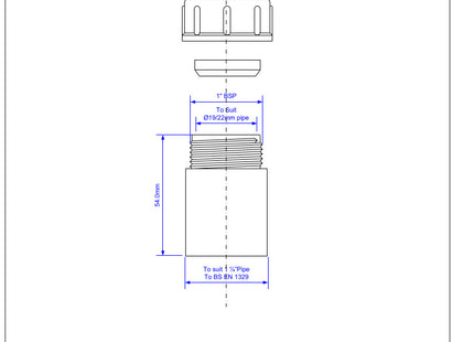 McAlpine R16-BL 1¼" x 19/23mm Reducer in ABS Black