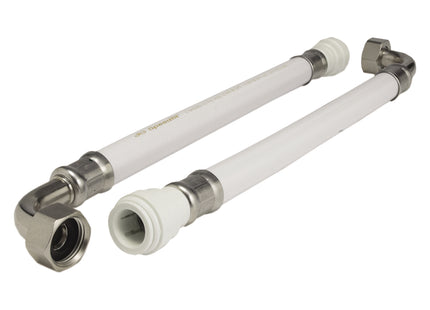John Guest Speedfit White PVC Hose 300mm x 15mm X 1/2" Elbow (Pack Of 2)