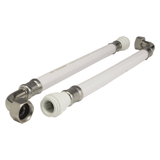 John Guest Speedfit White PVC Hose 300mm x 15mm X 1/2" Elbow (Pack Of 2)