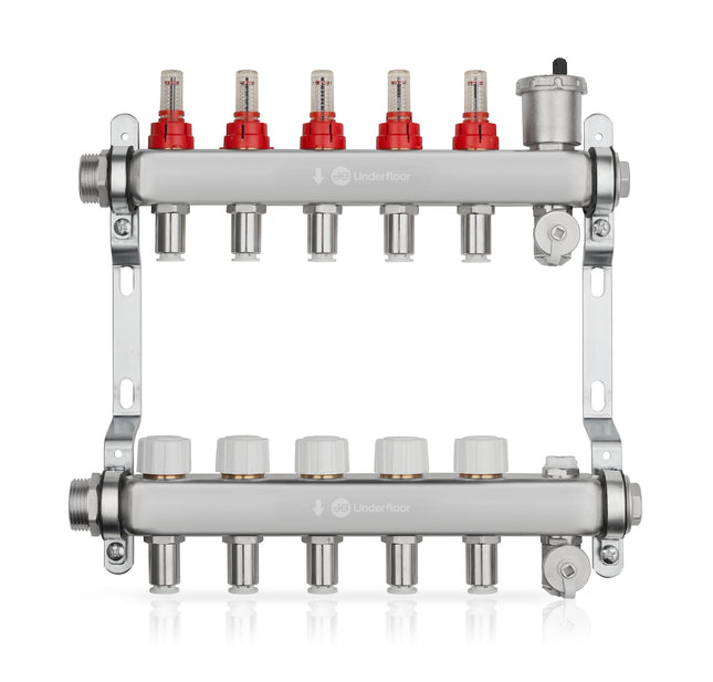 John Guest Speedfit Lowfit 5 Port Manifold Stainless Steel (12mm Connections)