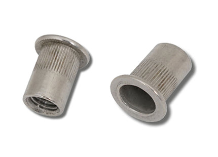 JRP Riveting Products M6 x 19.5 (3.0-5.0) A2 St.Stl Flat Head Round Knurled Body JRP Rivet Nuts (Box of 500)