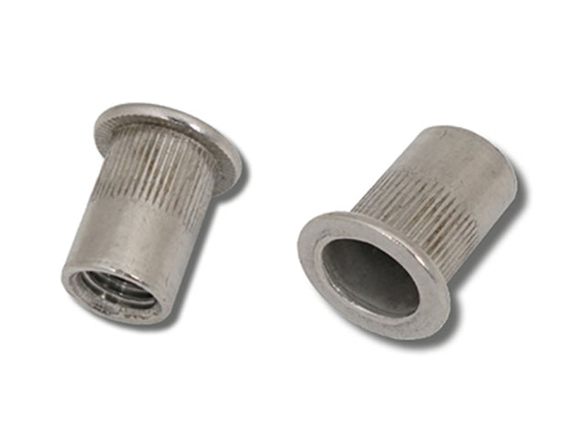 JRP Riveting Products M6 x 15.0 (0.5-3.0) A2 St.Stl Flat Head Round Knurled Body JRP Rivet Nuts (Box of 500)
