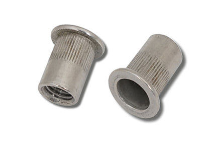 JRP Riveting Products M10 x 21.0 (1.0-4.0) A4 St.Stl Flat Head Round Knurled Body JRP Rivet Nuts (Box of 150)
