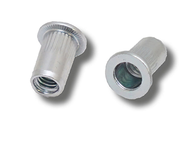 JRP Riveting Products M5 x 13.0 (0.5-2.5) Steel Flat Head Round Knurled Body JRP Rivet Nuts (Box of 1000)