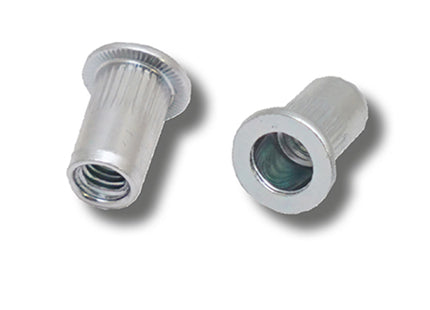 JRP Riveting Products M8 x 23.0 (5.0-8.0) Steel Flat Head Round Knurled Body JRP Rivet Nuts (Box of 200)