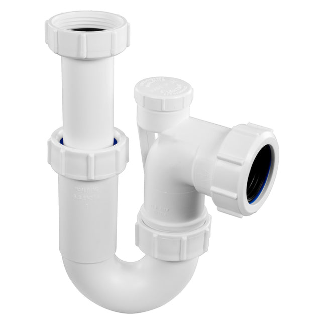 McAlpine ASA10V-FS 75mm Water Seal Adjustable Inlet Tubular Swivel Anti-Syphon (Silentrap) 'P' Trap Universal Outlet Fixed Stalk