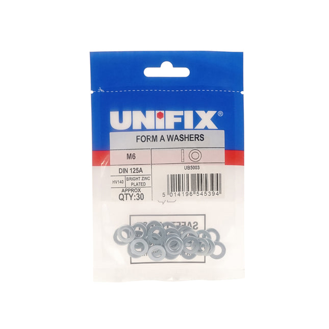 Unifix Form A Washers DIN 125A Hv140 Bright Zinc Plated - M8 (8.4) (Box of 150)